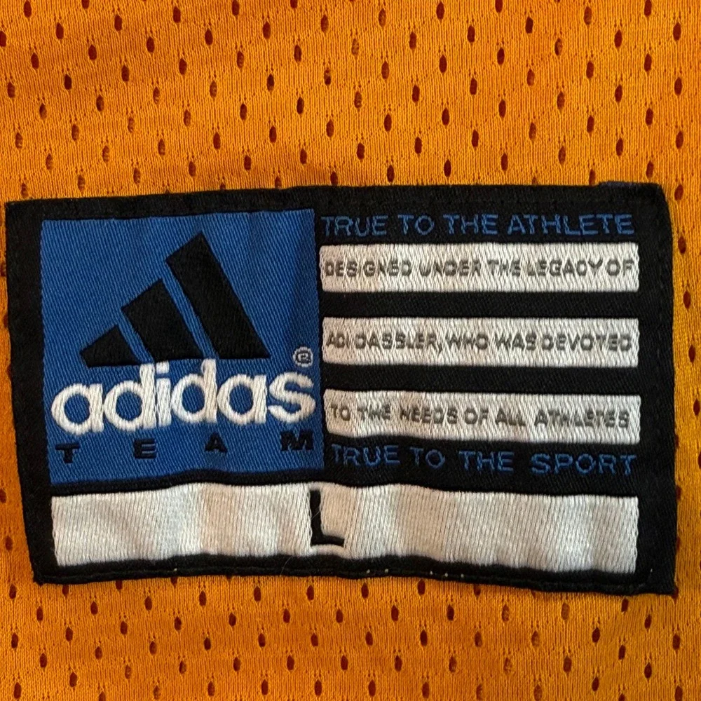 Adidas Team Mesh Baseball Jersey Orange Blue Piping Button Up Large RN88387